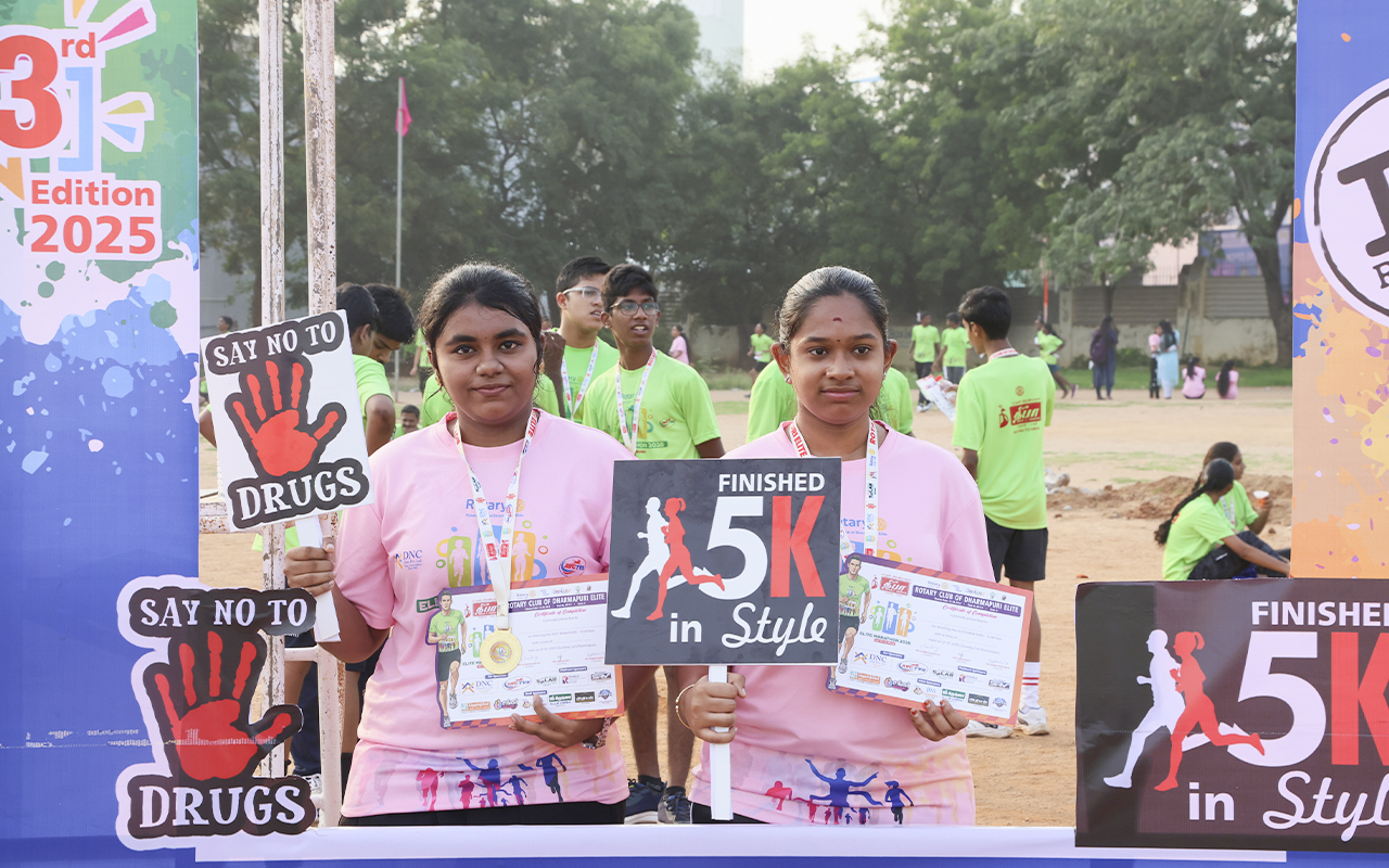 Marathon finishers celebrate their achievement